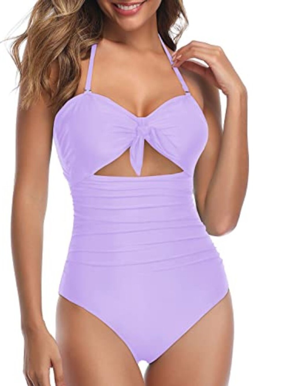 Tempt Me Lavender Halter Neck One Piece Tummy Control Swimsuit NWT XL